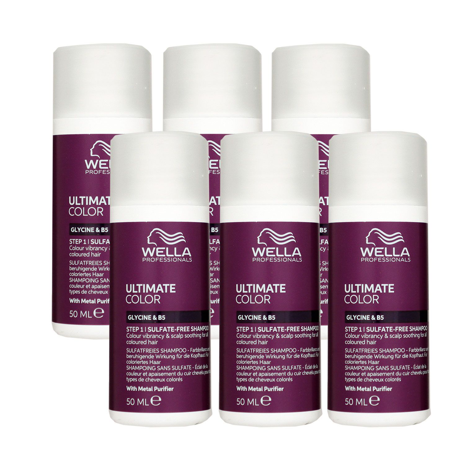Wella Ultimate Color Sulfatfreies Shampoo 6 x 50 ml f�r coloriertes Haar Step 1 Set