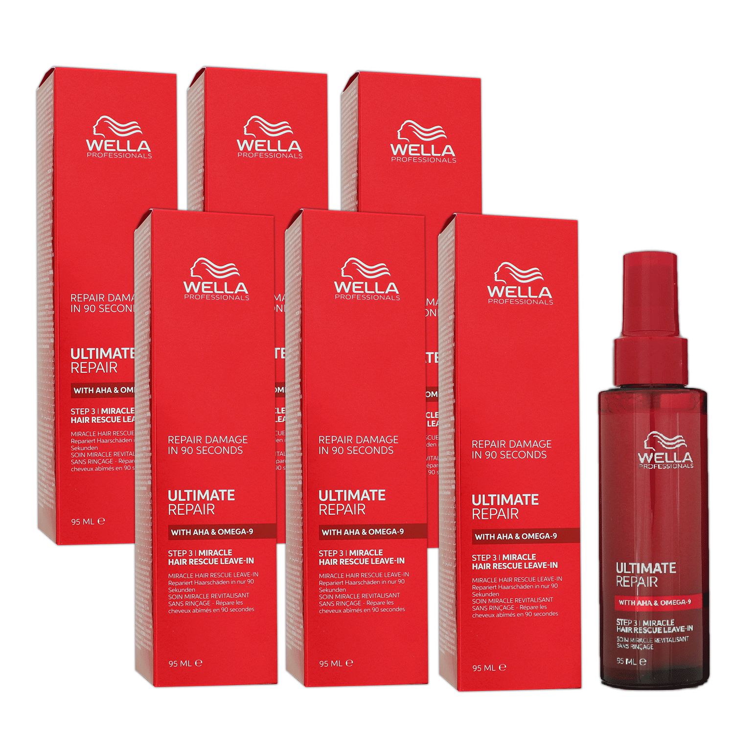 Wella Ultimate Repair Miracle Hair Rescue 6 x 95 ml Step 3 Feuchtigkeitsspray Set