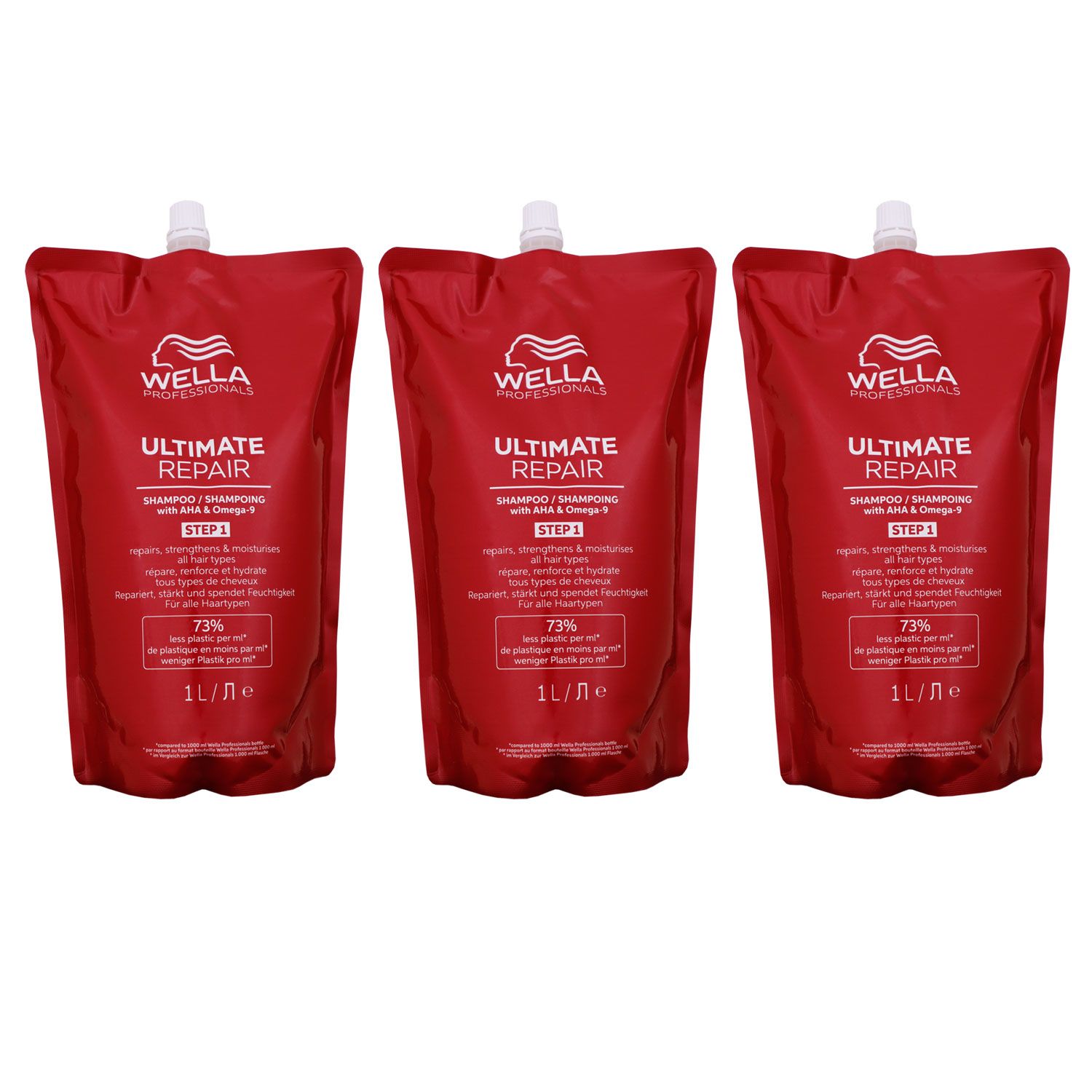 Wella Ultimate Repair Shampoo 3 x 1000 ml Nachf�llpack f�r gesch�digtes & strapaziertes Haar Set