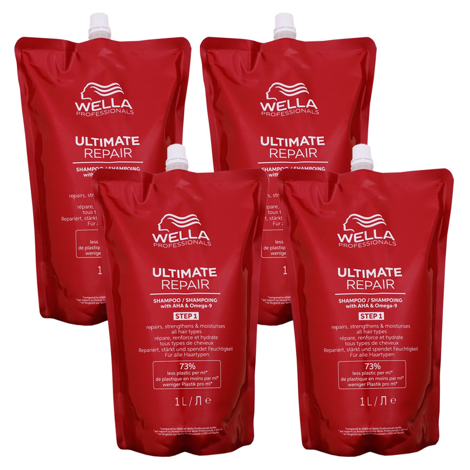 Wella Ultimate Repair Shampoo 4 x 1000 ml Nachf�llpack f�r gesch�digtes & strapaziertes Haar Set