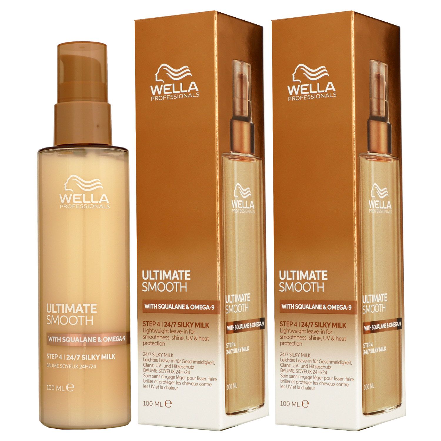 Wella Ultimate Smooth 24/7 Silky Milk 2 x 100 ml Leave-in Spray Step 4 Set