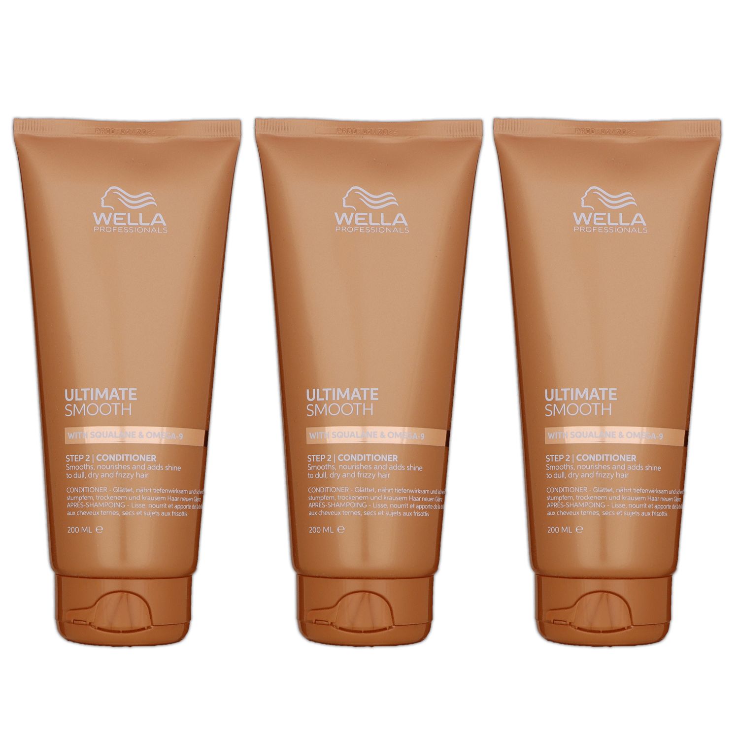 Wella Ultimate Smooth Conditioner 3 x 200 ml f�r trockenes Haar Step 2 Set
