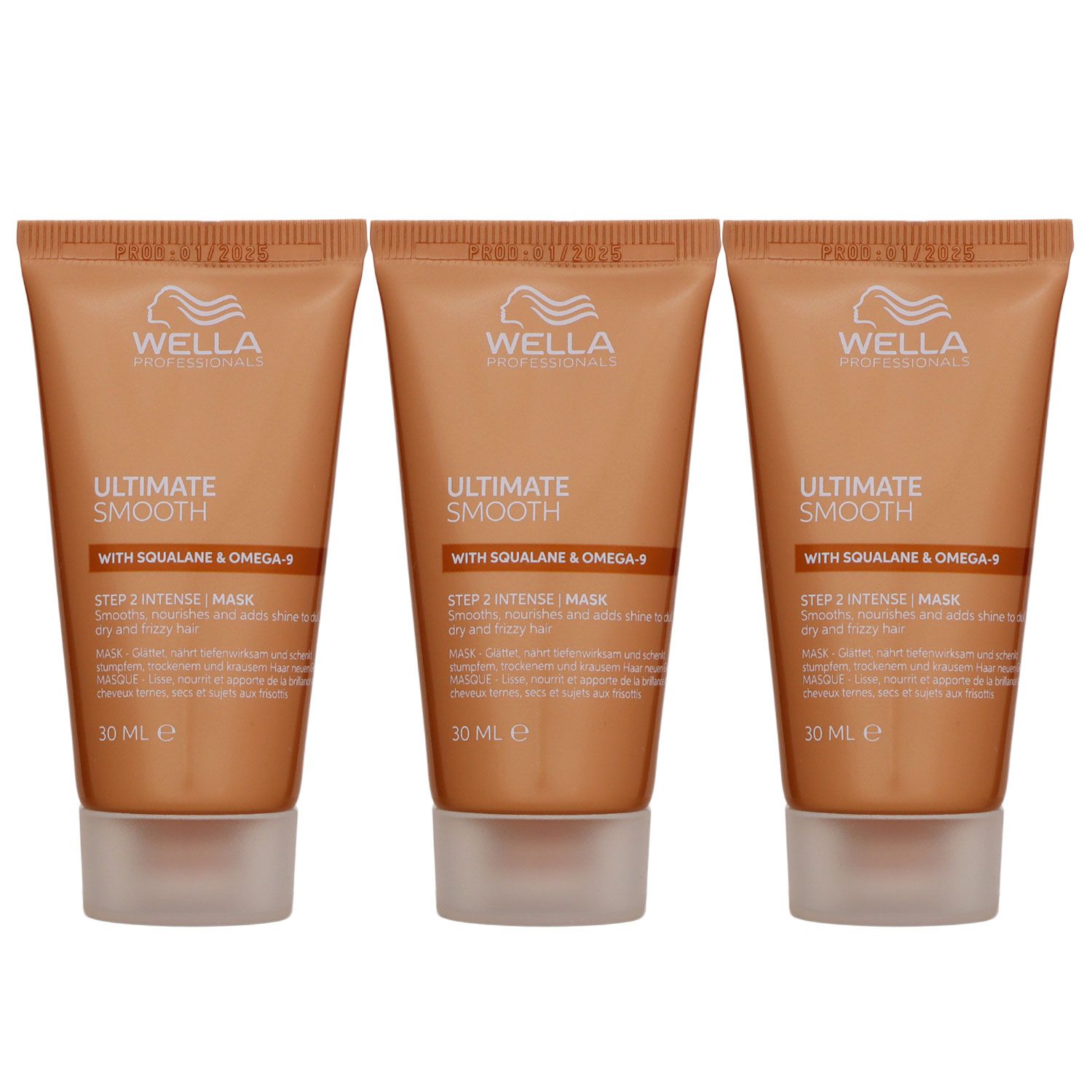 Wella Ultimate Smooth Mask 3 x 30 ml f�r trockenes Haar Step 2 Set