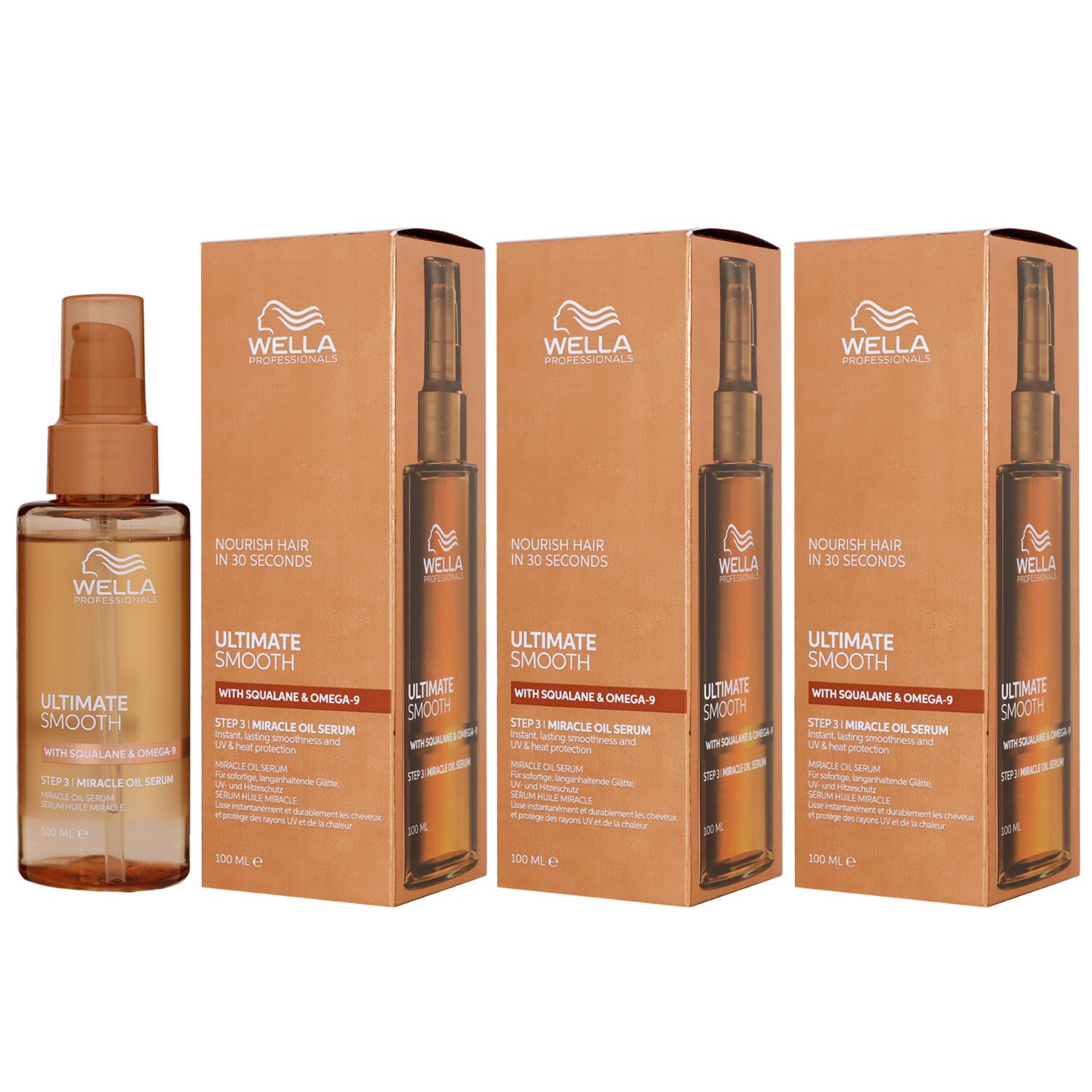 Wella Ultimate Smooth Miracle Oil Serum 3 x 100 ml f�r trockenes Haar Step 3 Set