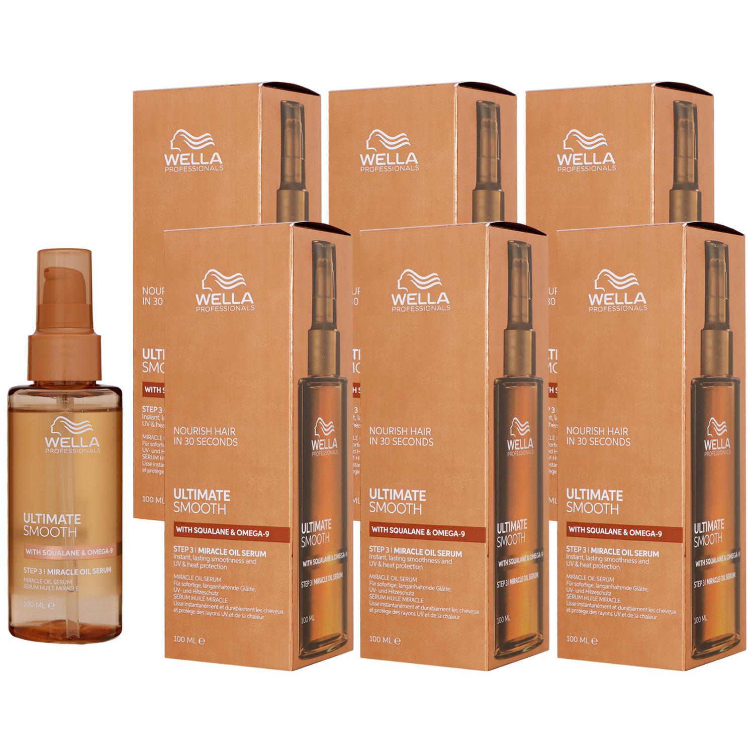 Wella Ultimate Smooth Miracle Oil Serum 6 x 100 ml f�r trockenes Haar Step 3 Set
