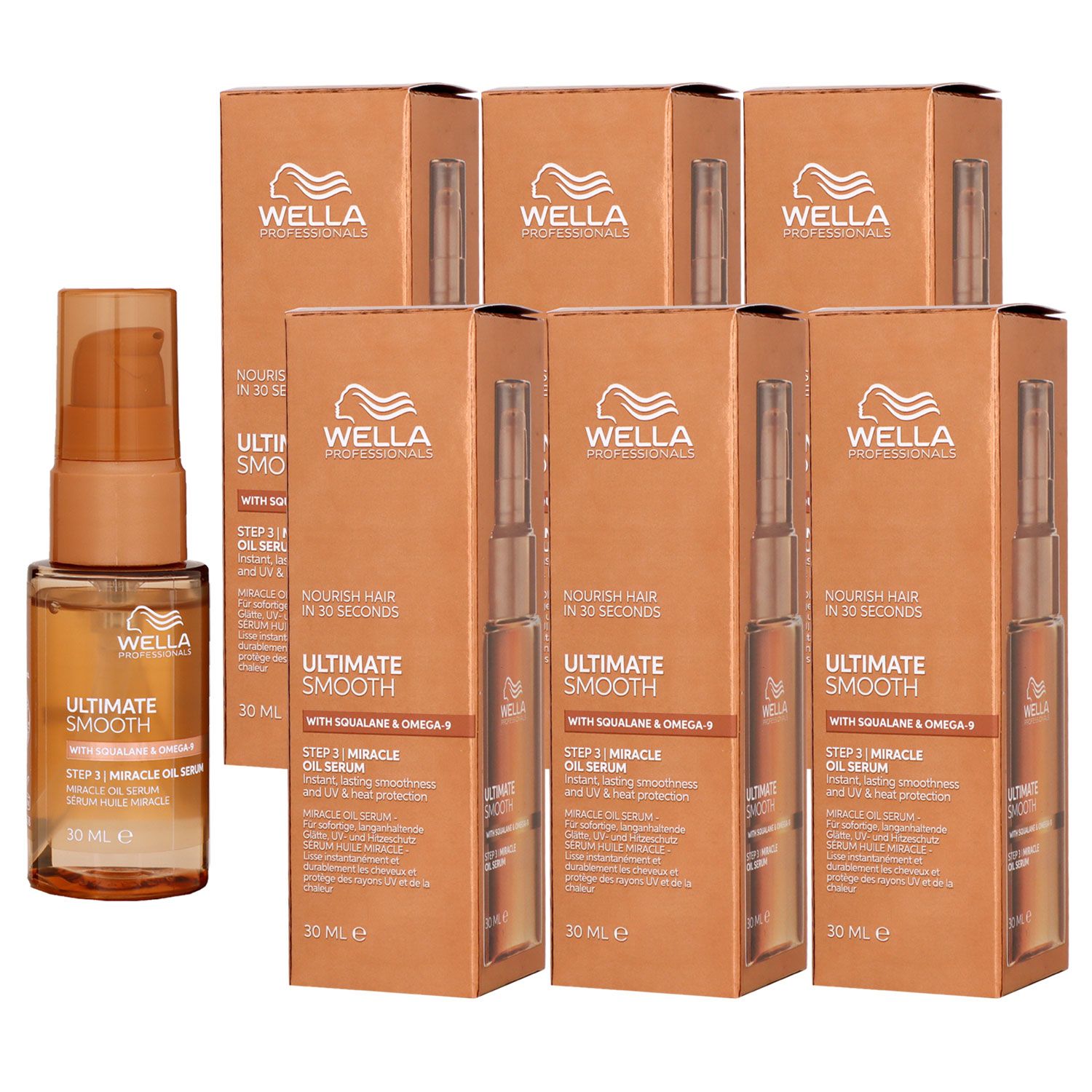 Wella Ultimate Smooth Miracle Oil Serum 6 x 30 ml f�r trockenes Haar Step 3 Set