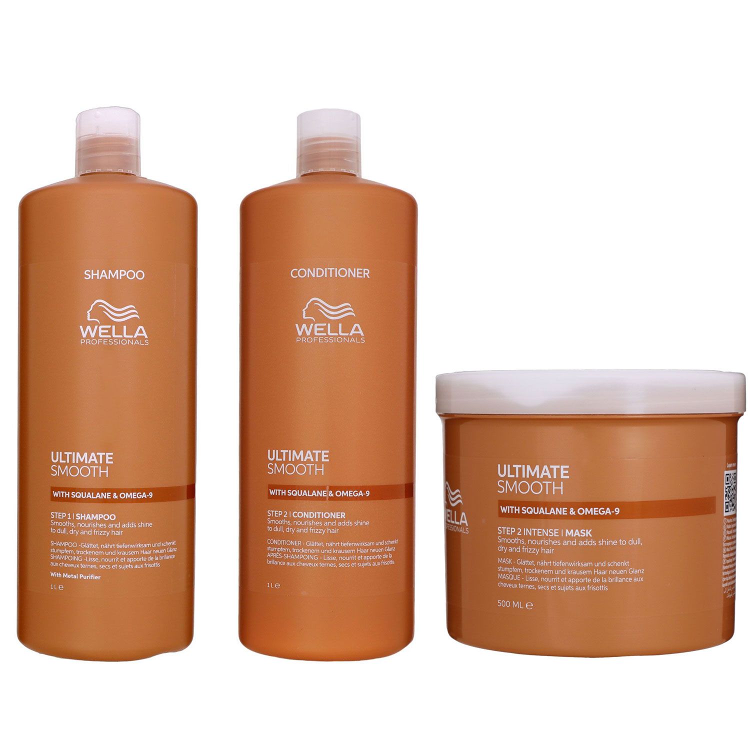 Wella Ultimate Smooth Shampoo 1000 ml & Conditioner 1000 ml & Mask 500 ml Set