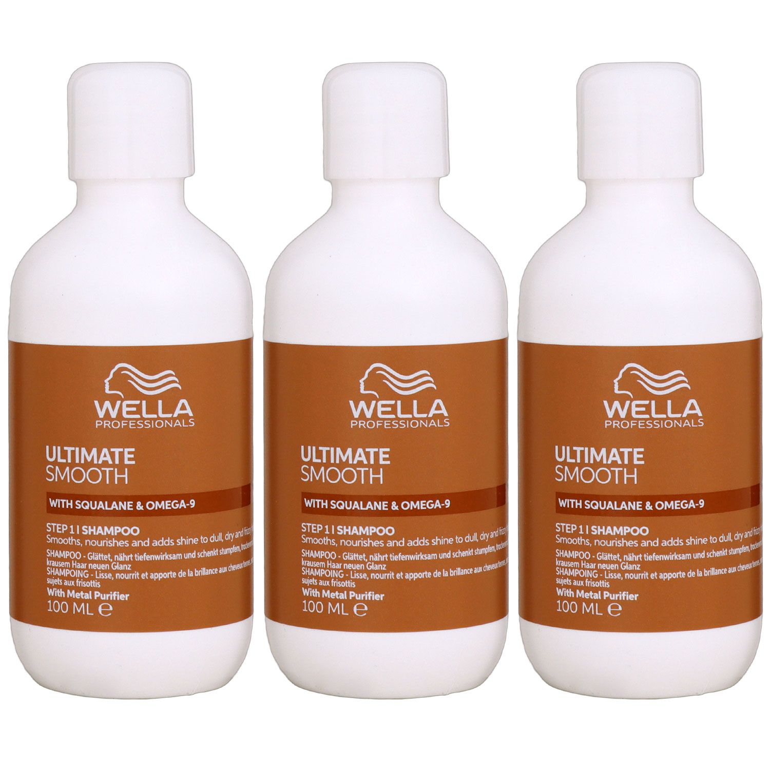 Wella Ultimate Smooth Shampoo 3 x 100 ml f�r trockenes Haar Step 1 Set