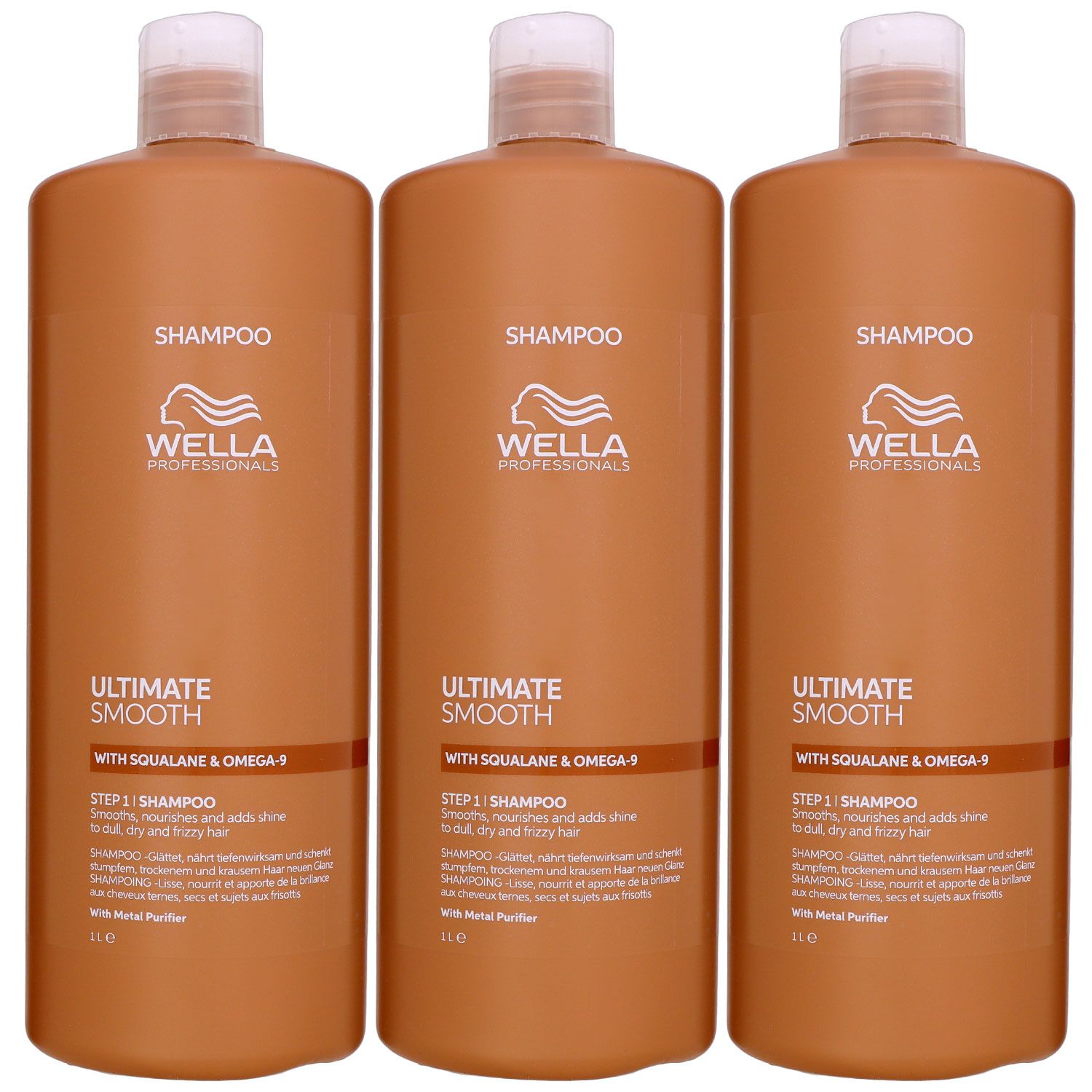 Wella Ultimate Smooth Shampoo 3 x 1000 ml f�r trockenes Haar Step 1 Set