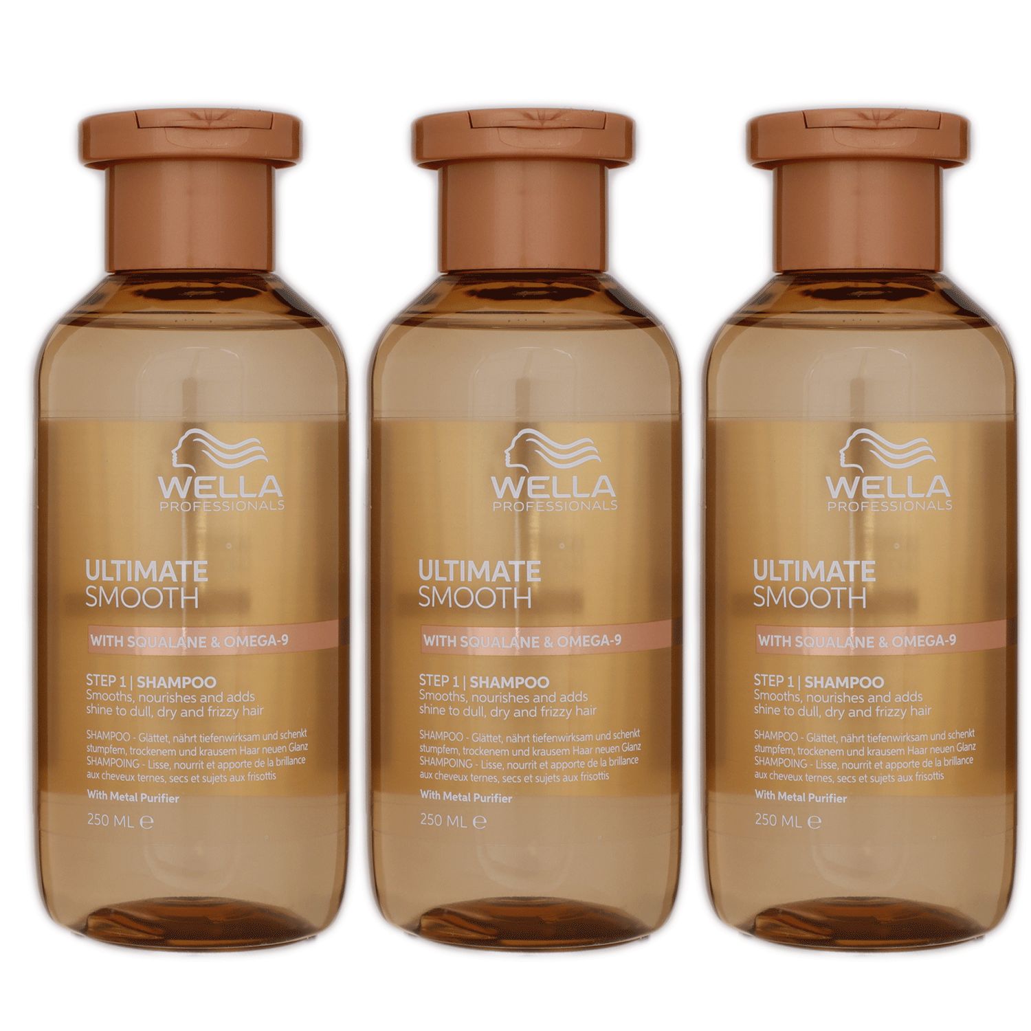 Wella Ultimate Smooth Shampoo 3 x 250 ml f�r trockenes Haar Step 1 Set