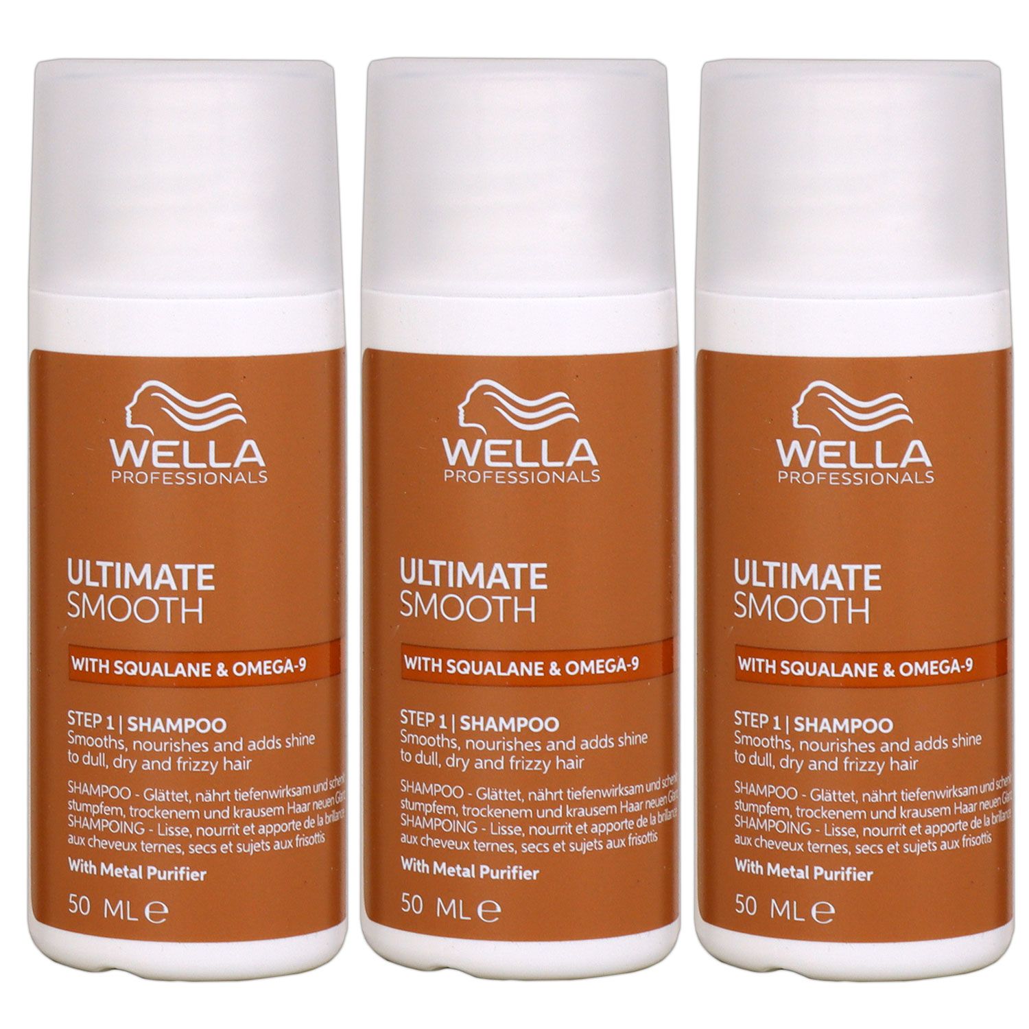 Wella Ultimate Smooth Shampoo 3 x 50 ml f�r trockenes Haar Step 1 Set