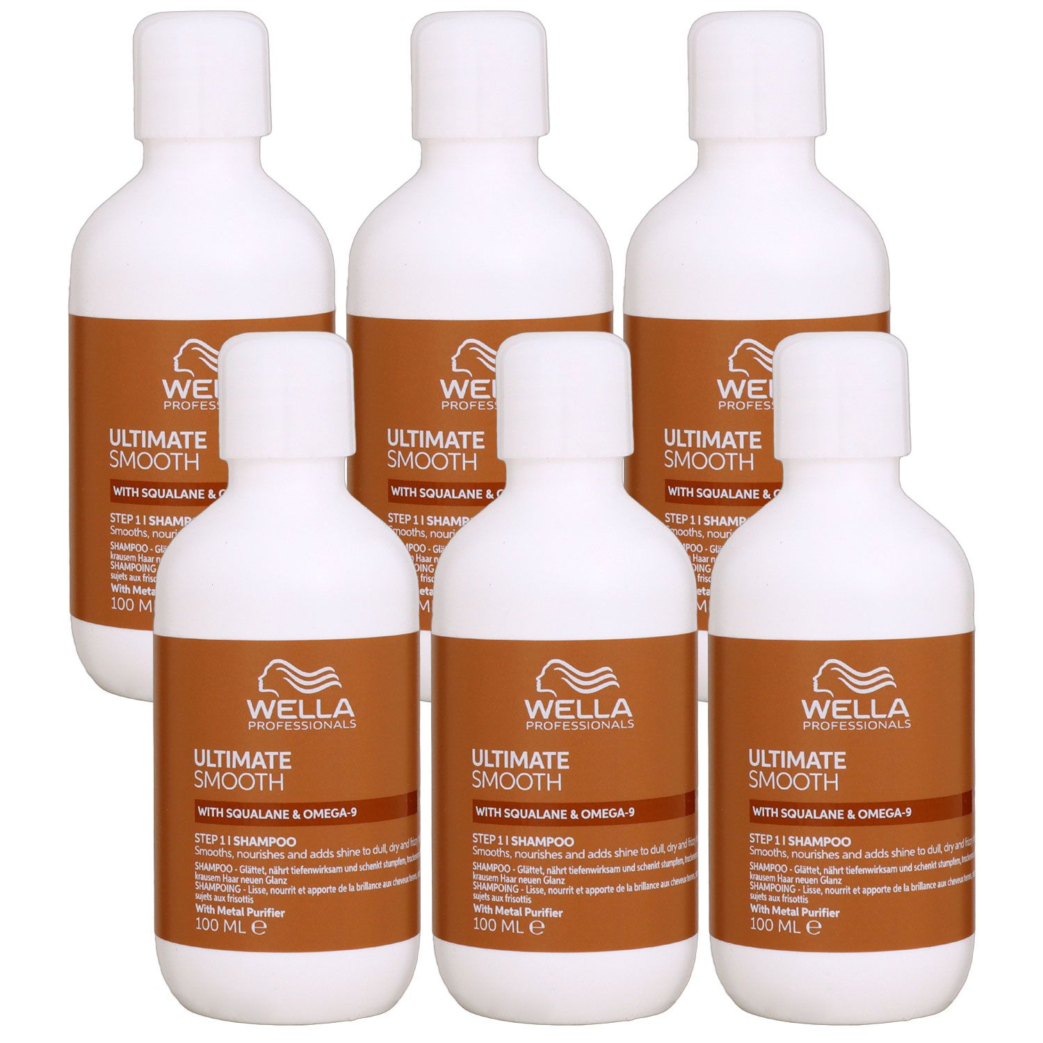 Wella Ultimate Smooth Shampoo 6 x 100 ml f�r trockenes Haar Step 1 Set