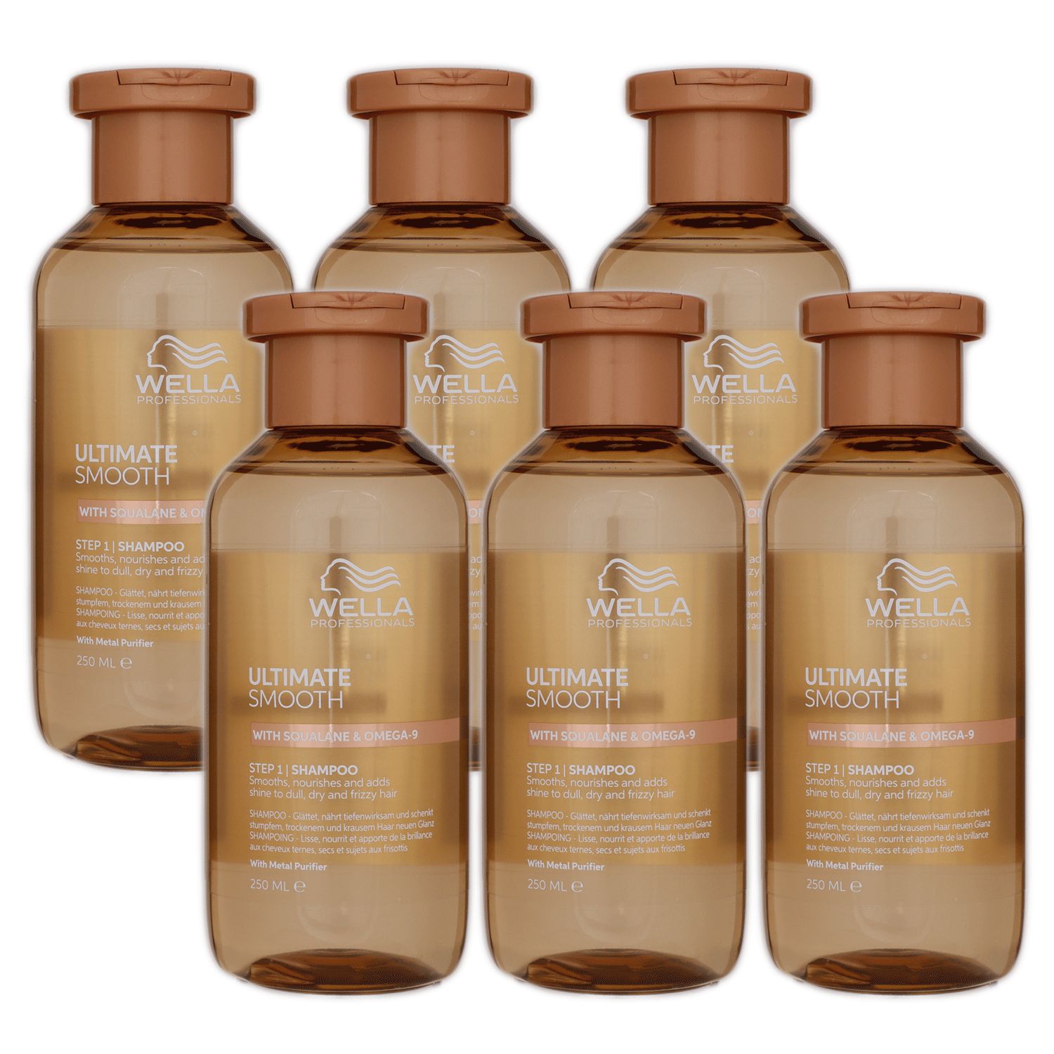 Wella Ultimate Smooth Shampoo 6 x 250 ml f�r trockenes Haar Step 1 Set