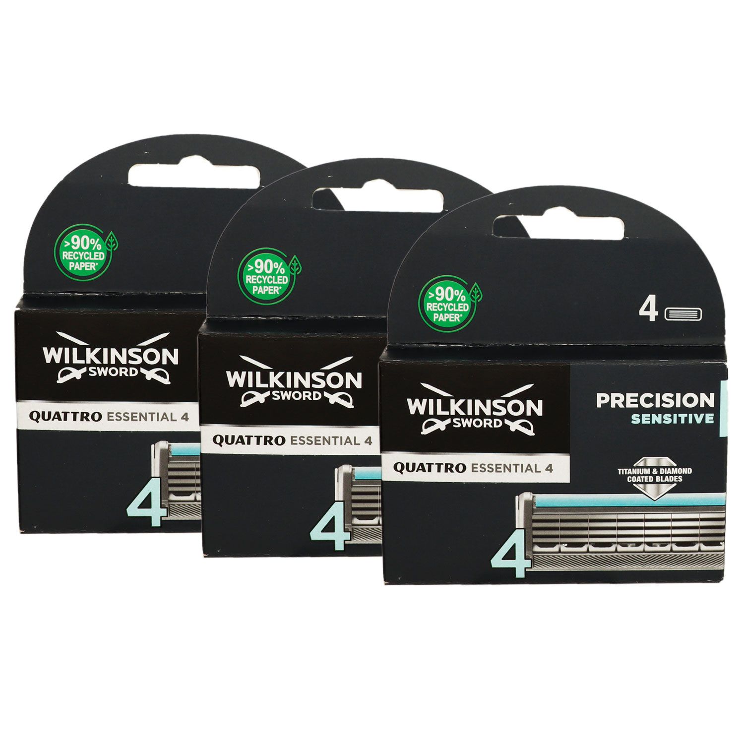 Wilkinson Quattro Essential 4 Precision Sensitive 3 x 4 Klingen Set