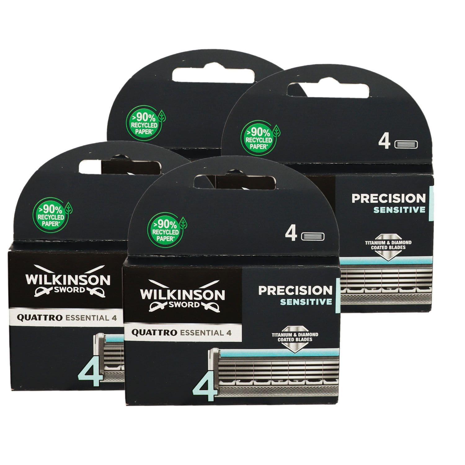 Wilkinson Quattro Essential 4 Precision Sensitive 4 x 4 Klingen Set