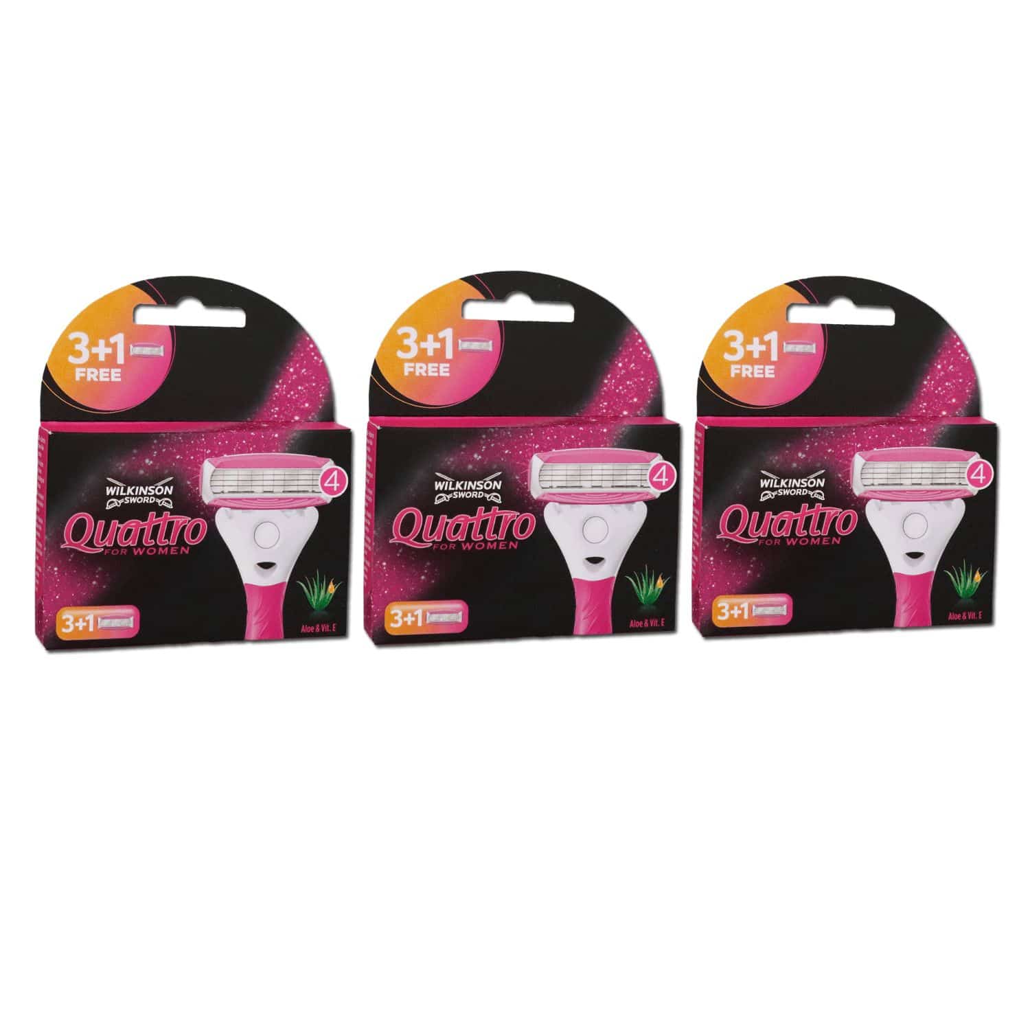 Wilkinson Quattro For Women Rasierklingen 3 x 3+1 Ersatzklingen Aloe Vera Set