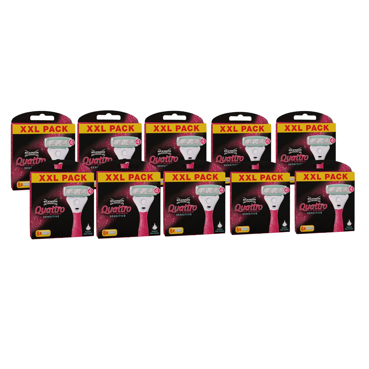 Wilkinson Quattro For Women Sensitiv 10 x 6 Rasierklingen Ersatzklingen Aloe Vera XXL Set