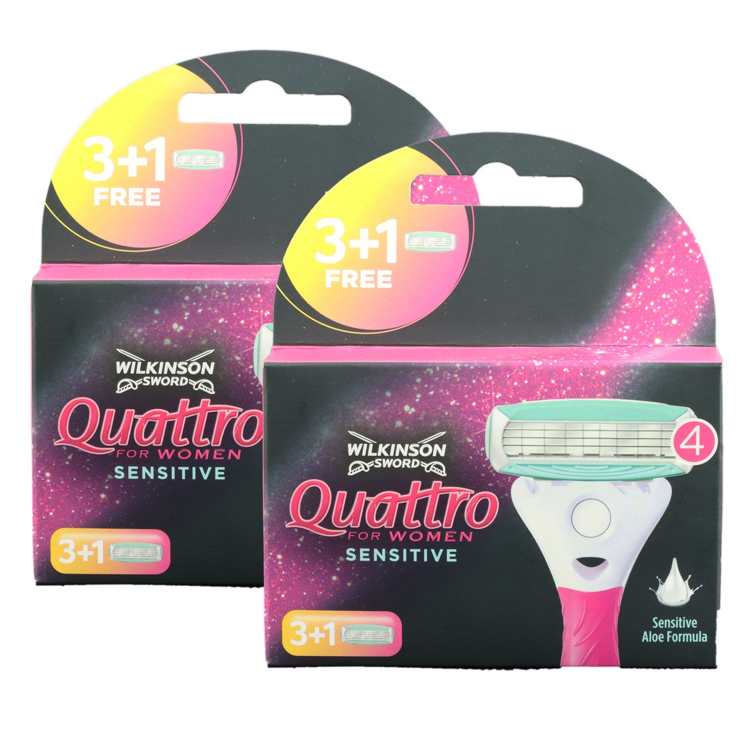 Wilkinson Quattro For Women Sensitiv 2 x 3+1 Rasierklingen Ersatzklingen Aloe Vera Set