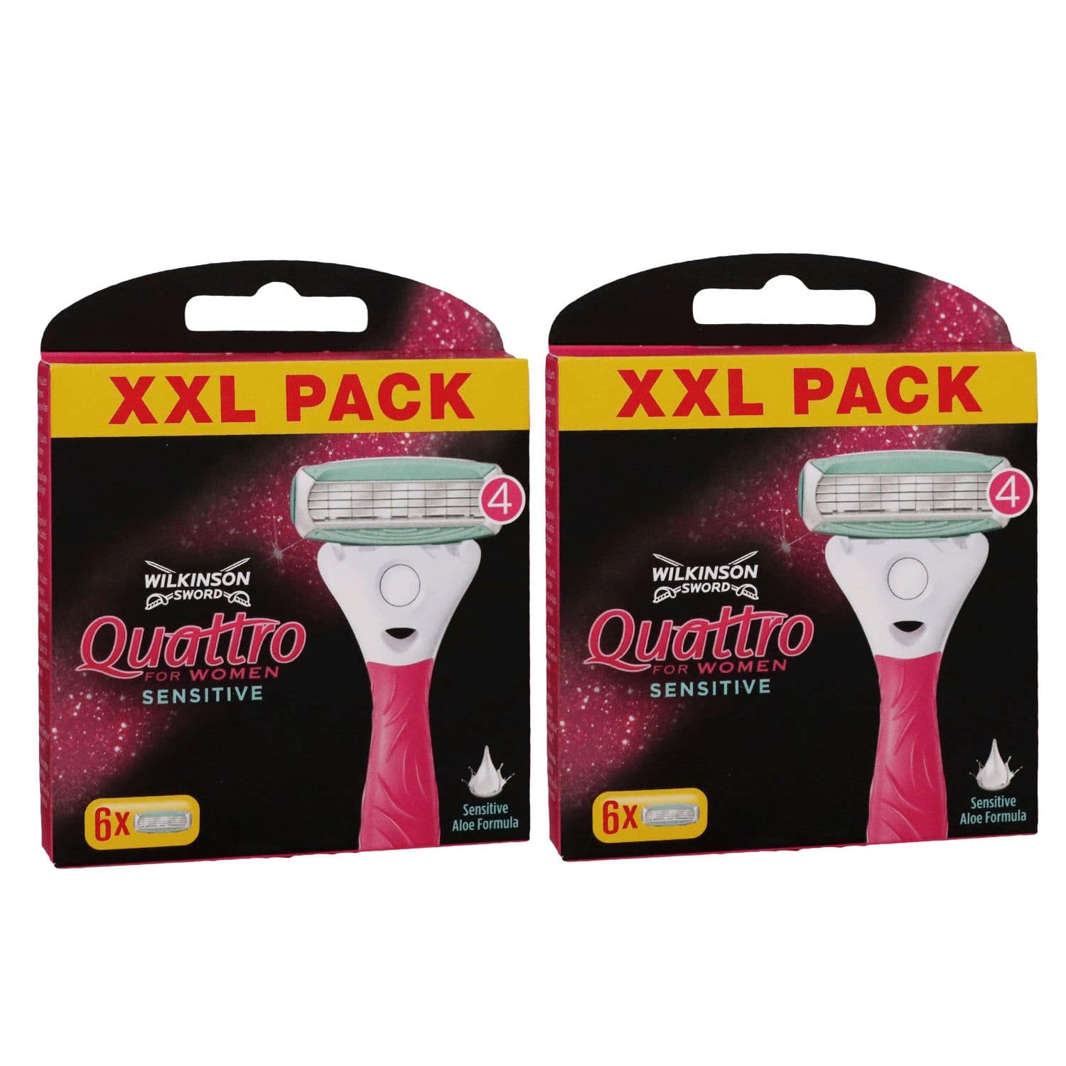 Wilkinson Quattro For Women Sensitiv 2 x 6 Rasierklingen Ersatzklingen Aloe Vera XXL Set