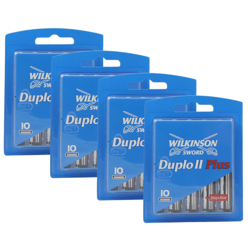 Wilkinson Sword Duplo II Plus 4 x 10 Rasierklingen mit Aloe Vera Set