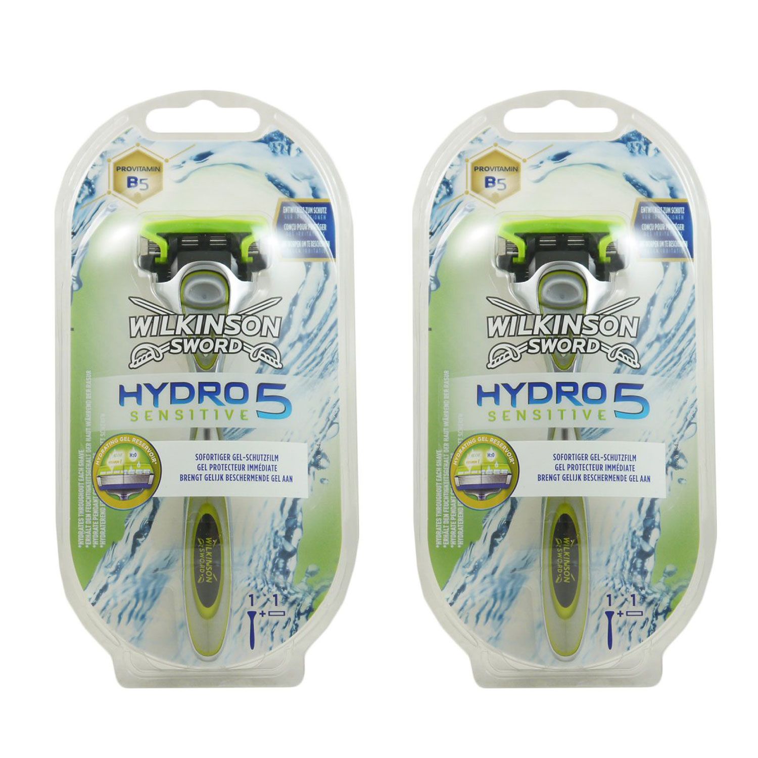 Wilkinson Sword Hydro 5 Sensitiv 2 x 1 Rasierer + Klinge Herren Rasierer Set