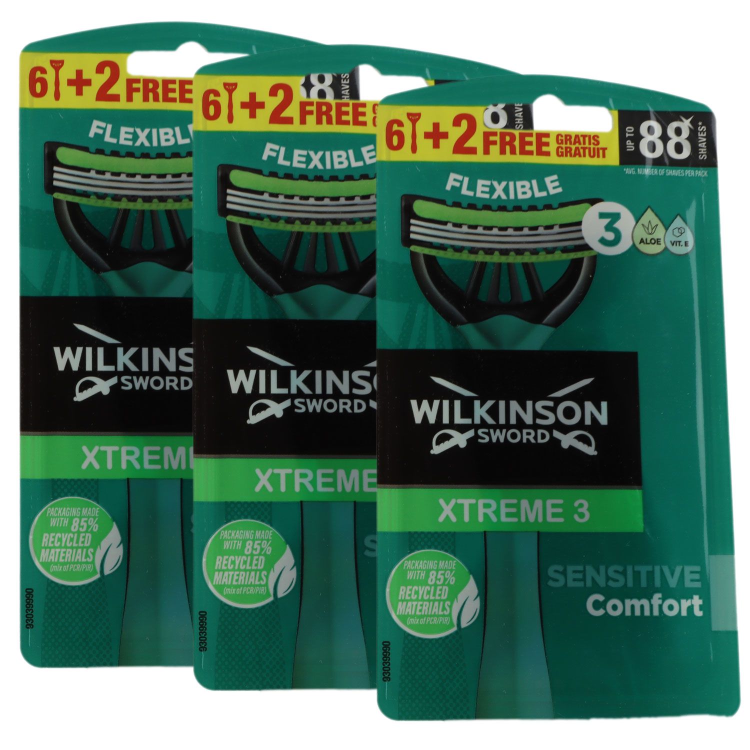 Wilkinson Sword Xtreme 3 Sensitive Comfort 3 x 6 + 2 Einwegrasierer 24 St�ck Herrenrasierer Set