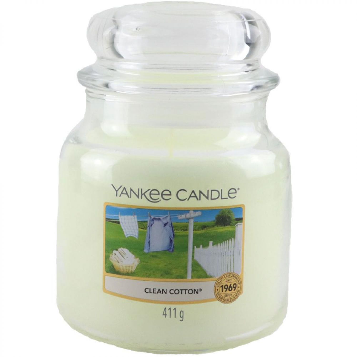 Yankee Candle Duftkerze Clean Cotton im Glas Jar 411 g