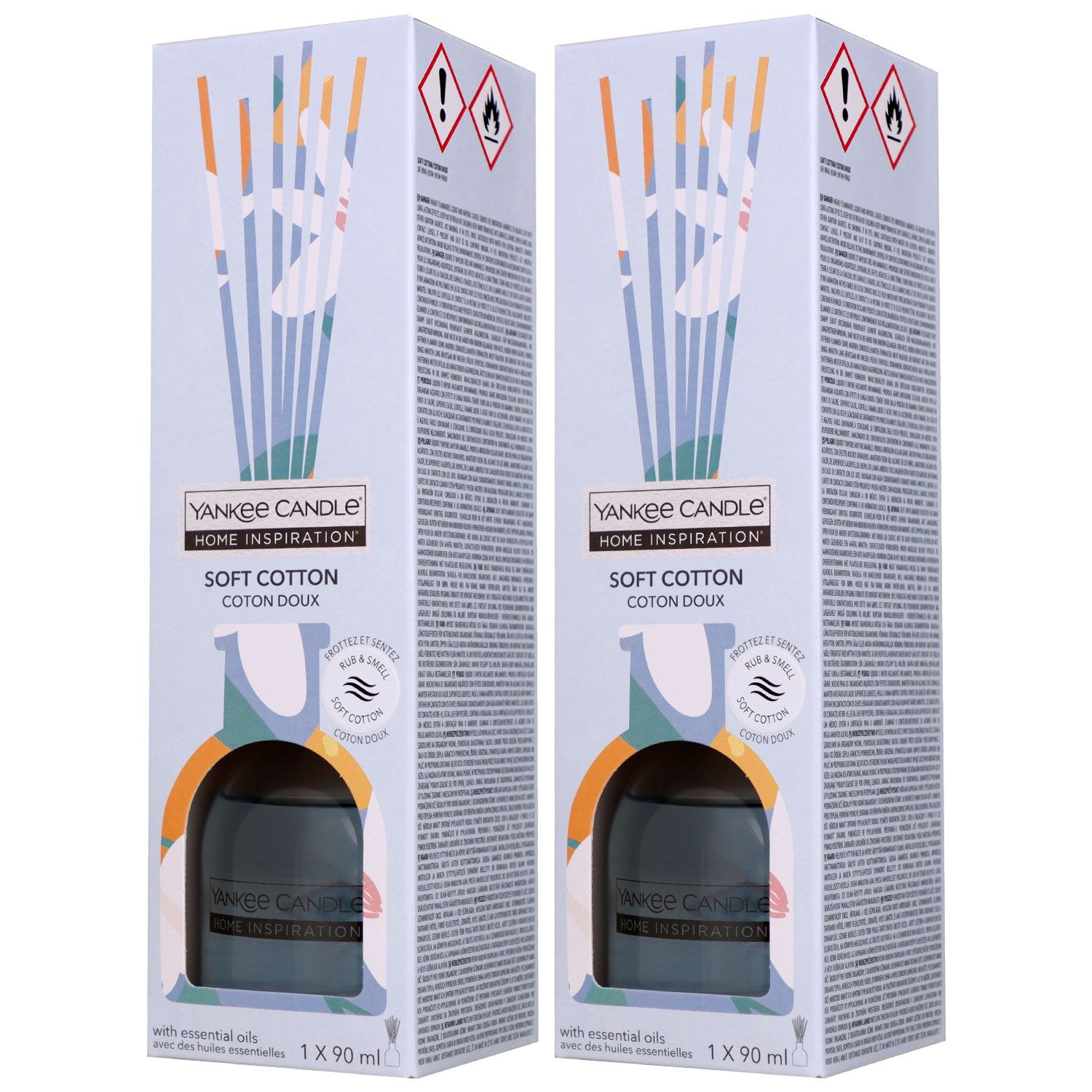 Yankee Candle Home Inspiration Reed Diffuser Raumduft 2 x 90 ml Soft Cotton Set