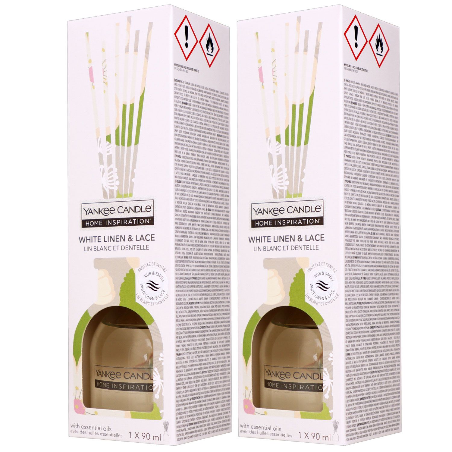 Yankee Candle Home Inspiration Reed Diffuser Raumduft 2 x 90 ml White Linen & Lace Set